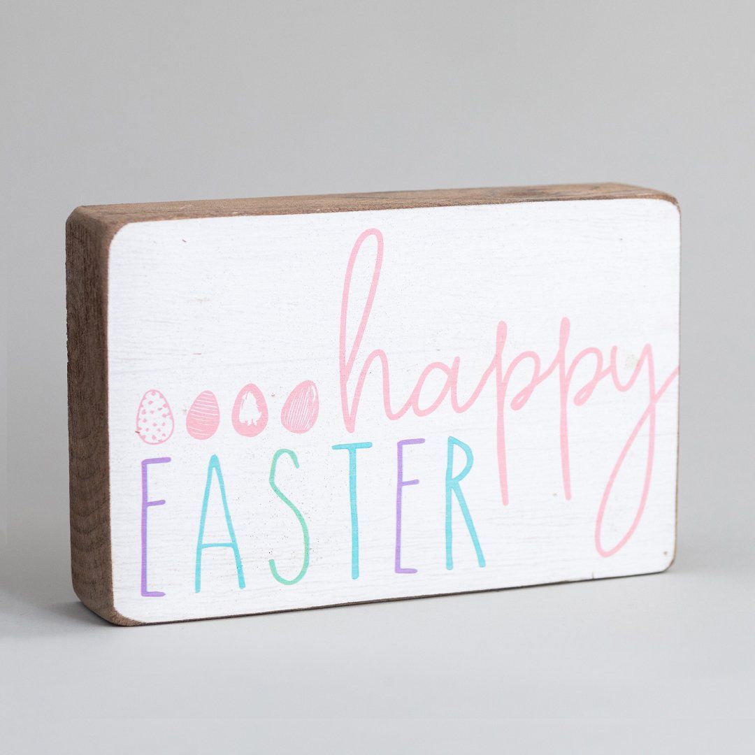 Happy Easter Decorative Wooden Block - Happy Easter Decorative Wooden Block -   30 Easter Decor Ideas for the Home