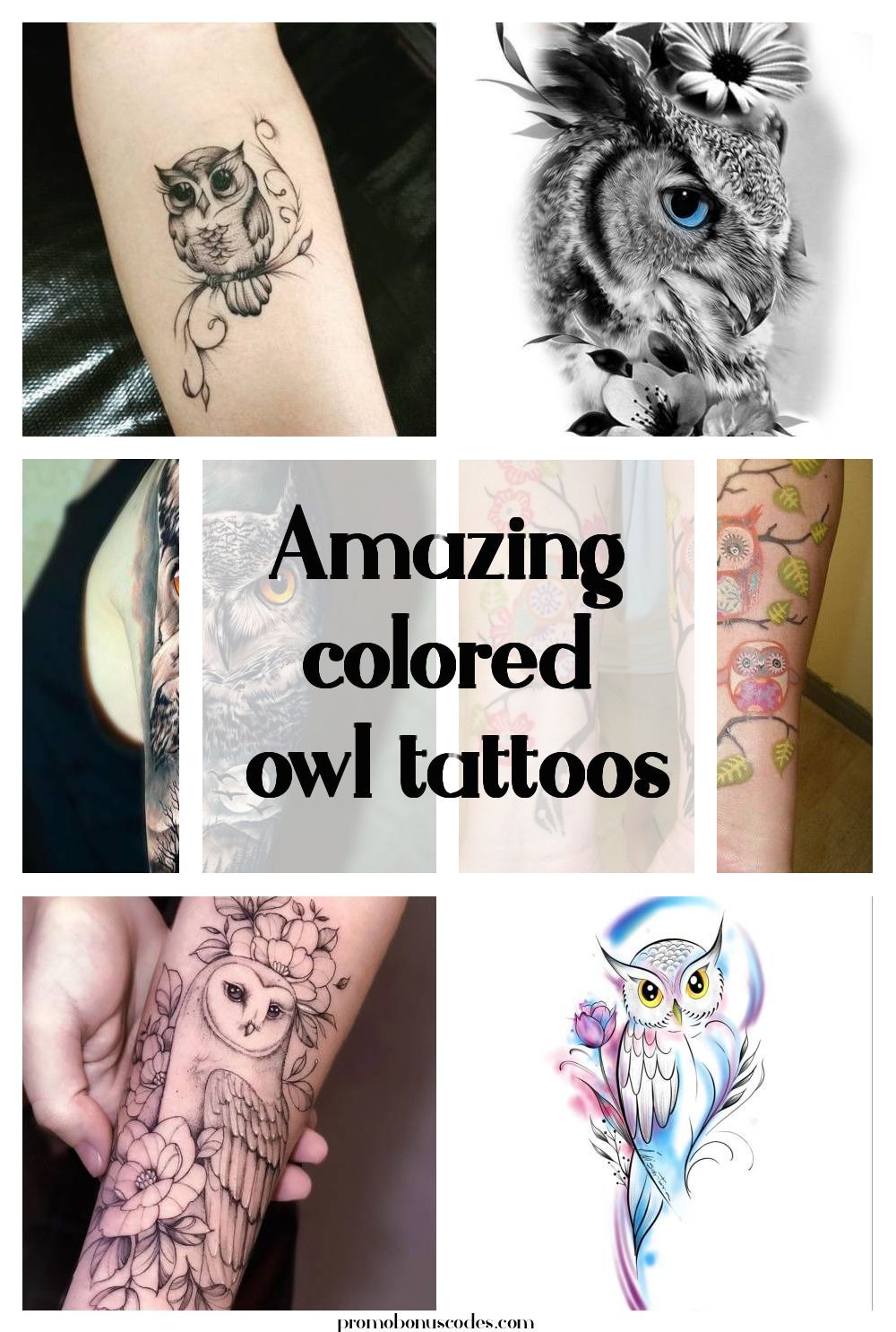 colored owl tattoos