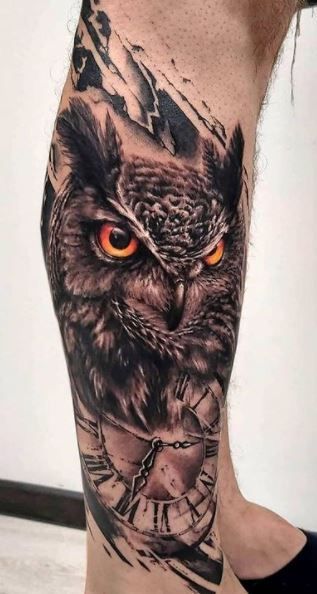 Amazing colored owl tattoos